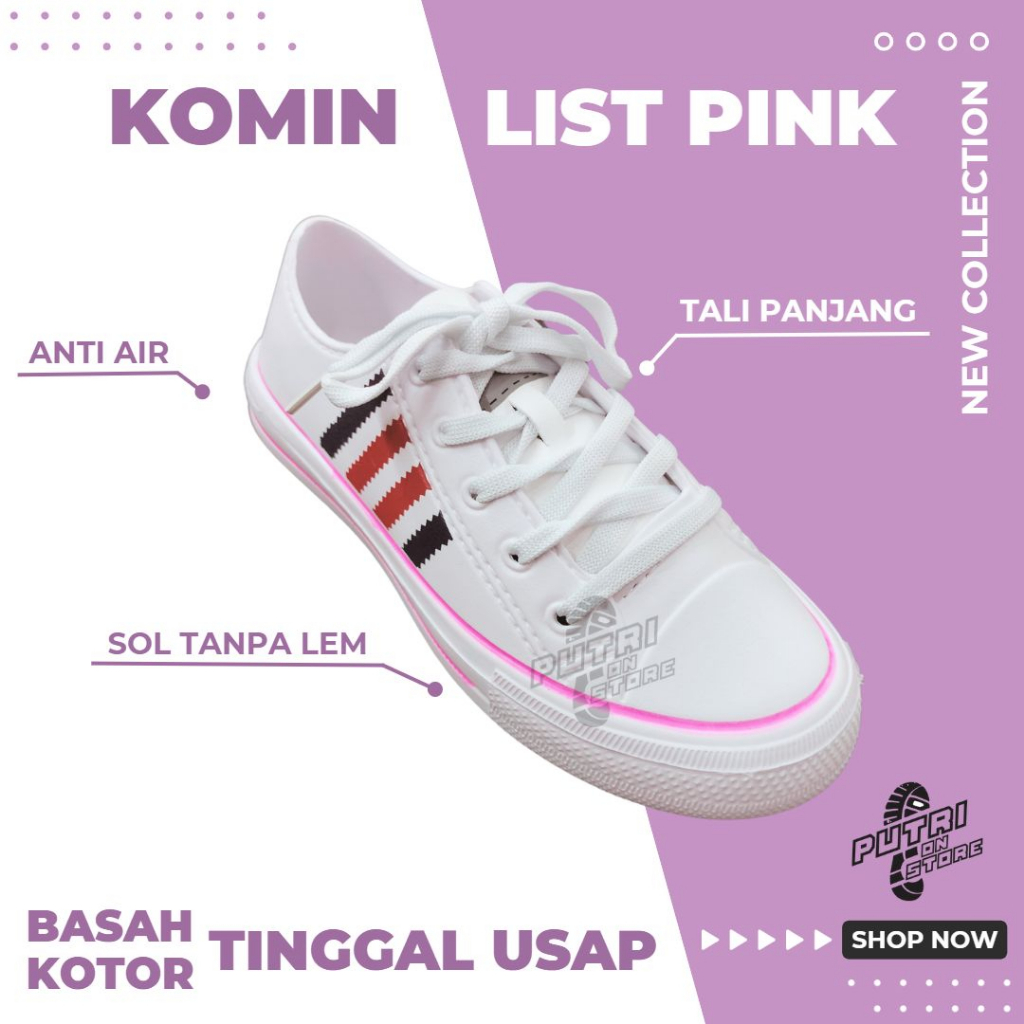 Sepatu karet Anti Air unisex putih Merk Komin Gosome Ringan