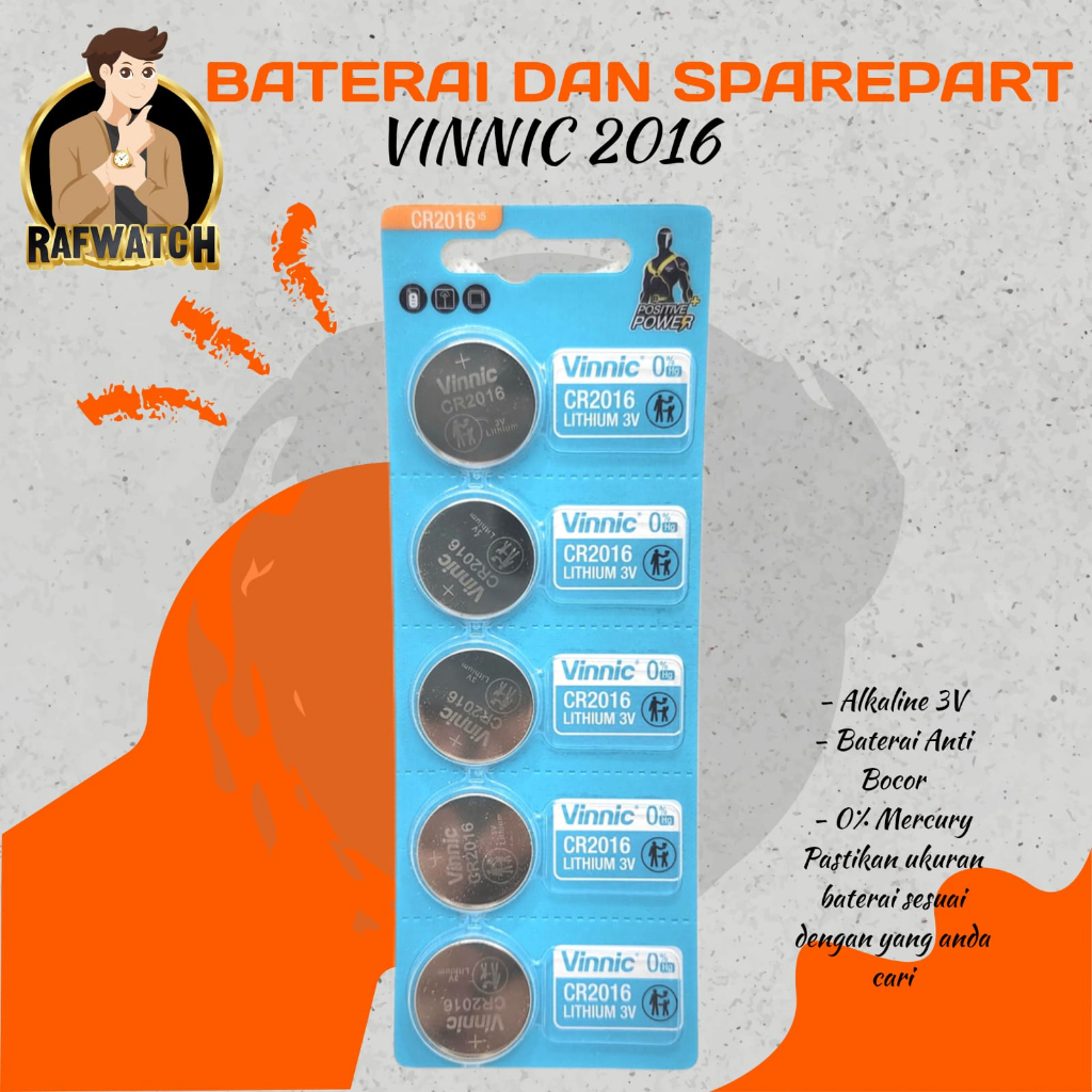 Baterai Vinnic CR2016 Lithium 3V Batre Baterai Jam Tangan Digital