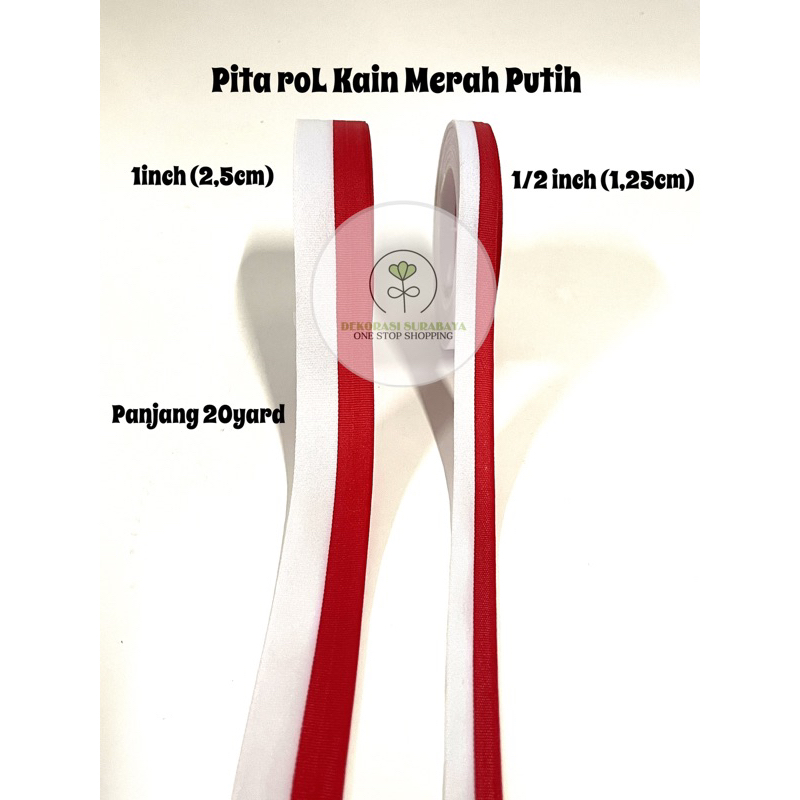 

Pita Rol Kain Merah Putih 1inch / 1/2inch