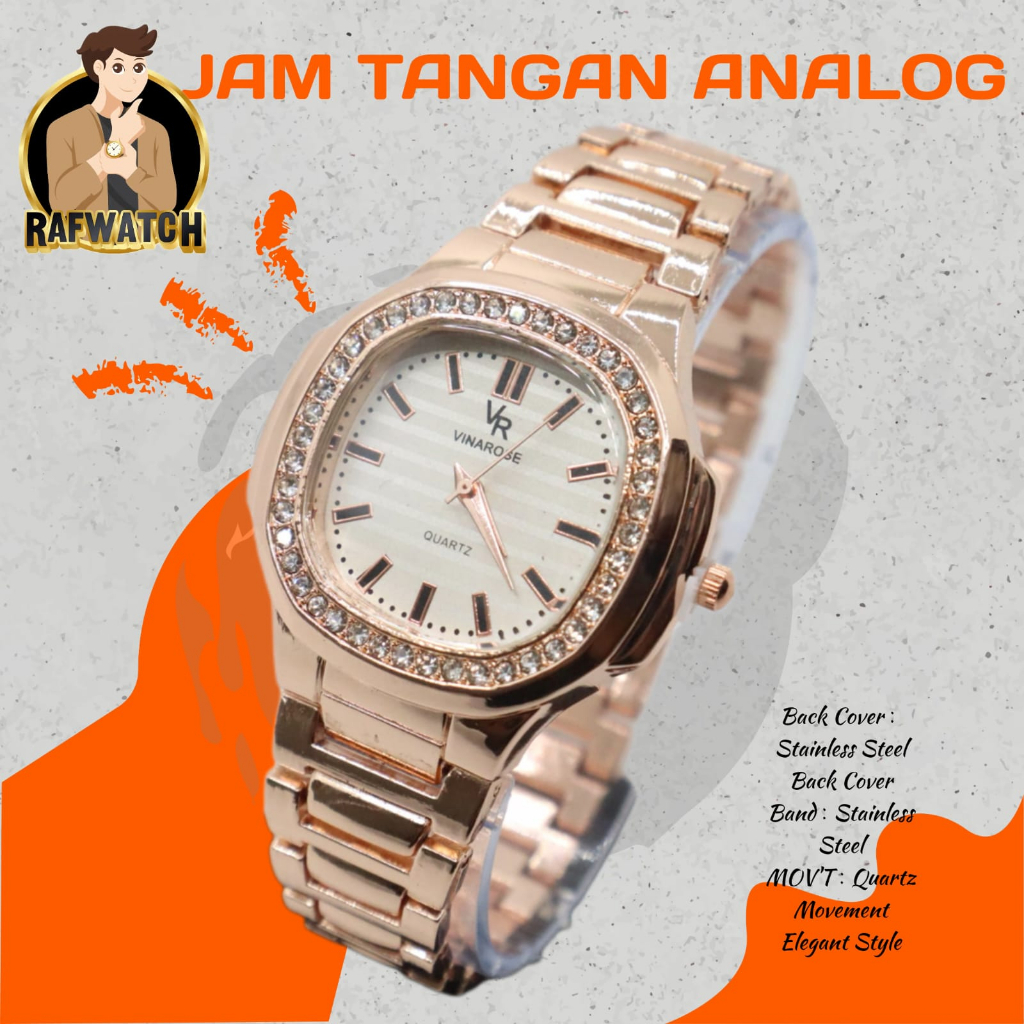 Jam Tangan Wanita Rantai Fashion Mewah RTA1 Stainless Permata Import