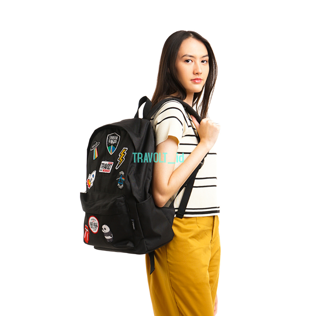 Backpack Patch - Travolt - Patches play - Tas Ransel Laptop - gemblok - Hitam