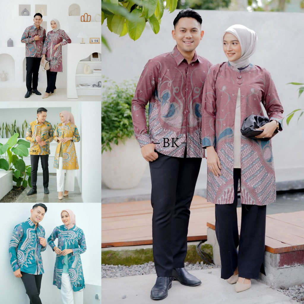 Batik Couple (MCbatik) - Batik Couple Tunik Kemeja Motif Soft Terbaru Ready Seragam Kantor M L XL XXL Jumbo