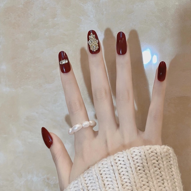 Kuku Palsu 【B35，lem cair】Nikah kuku Wedding False Nailart Pengantin Tangan