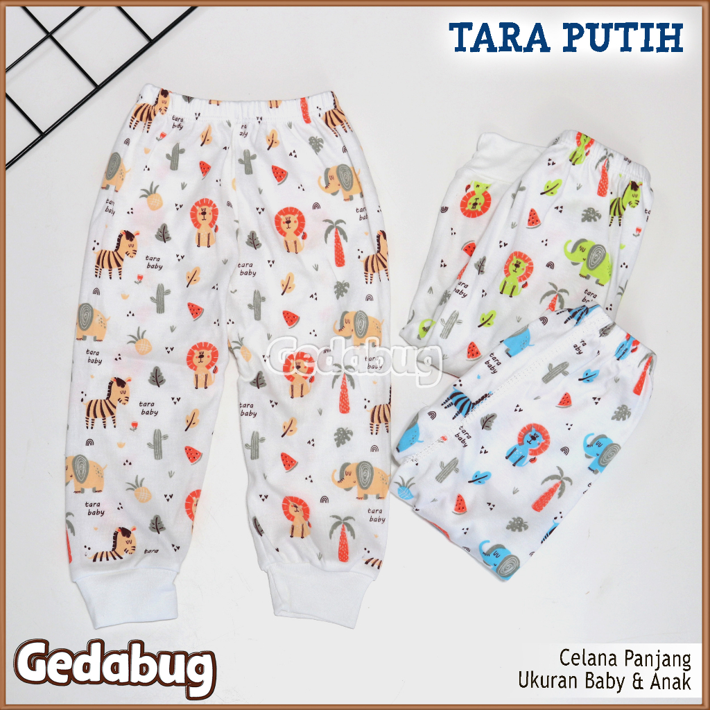 3 Pcs- Celana Panjang Anak TARA Putih | Perlengkapan Pakaian Anak Dan Bayi Unisex | Gedabug