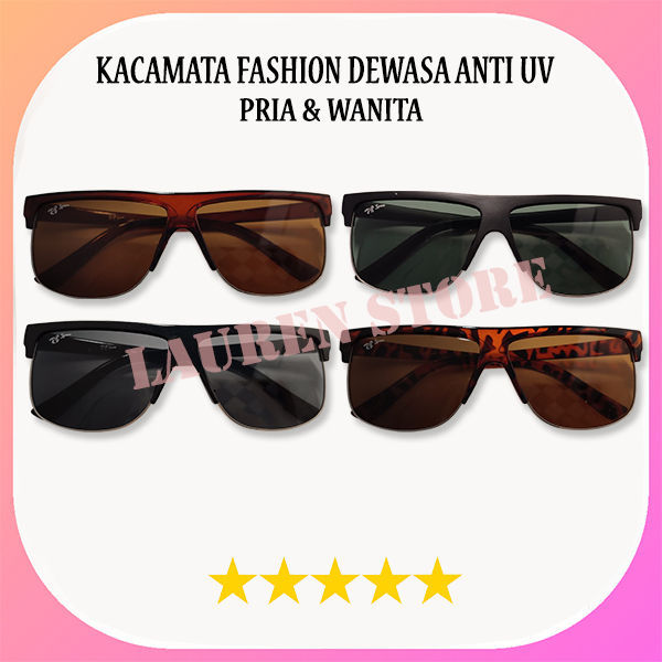 Kacamata Fashion Dewasa Model Full Rim Clubmaster Kotak Lensa Hitam Coklat Normal Melindungi Mata Da