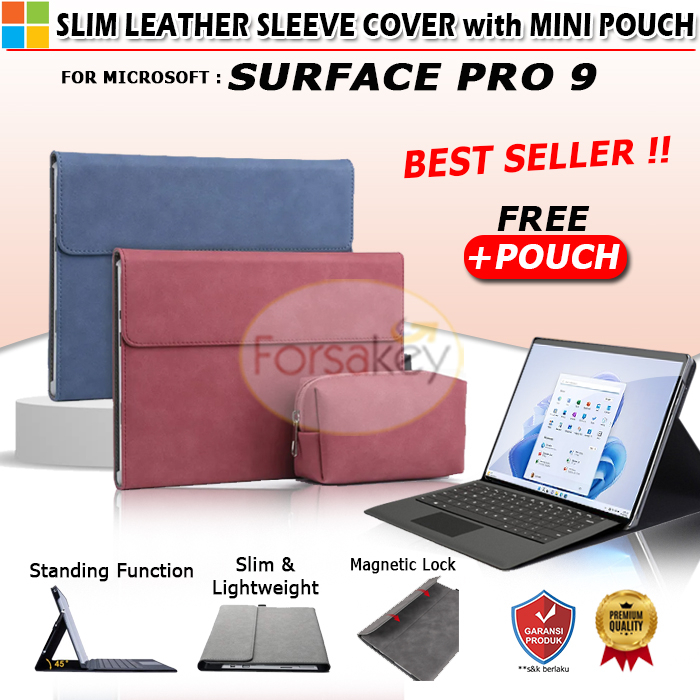 Microsoft Surface Pro 9 13 Inch Leather Flip Case Casing Book Cover Sarung Kesing Flipcase Flipcover