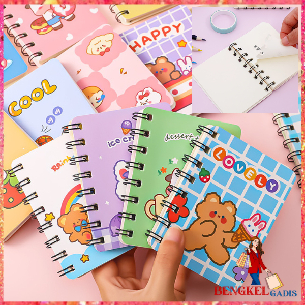 

BG Notebook Ring Motif Kartun Buku Catatan Memo Spiral Buku Tulis Mini Binder Karakter