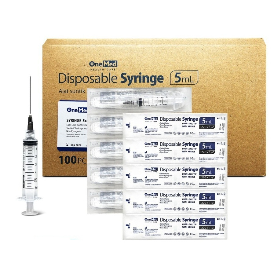 ONEMED DISPOSABLE SYRINGE 5ML / Syringe 5ml / Jarum Suntik Onemed