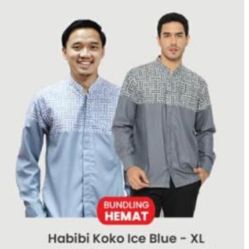 KEMEJA HABIBI KOKO ICE BLUE XL + HABIBI KOKO CHARCOOL S