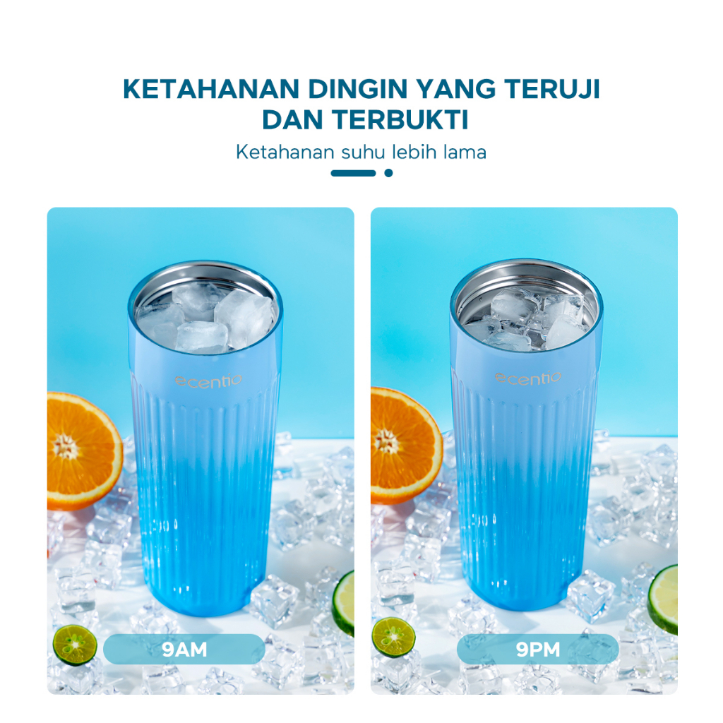 ecentio Tumbler Stainless Steel dingin 12 jam 500ml Warna Gradasi Tumbler Botol Minum Cold Water Cup Anti Bocor