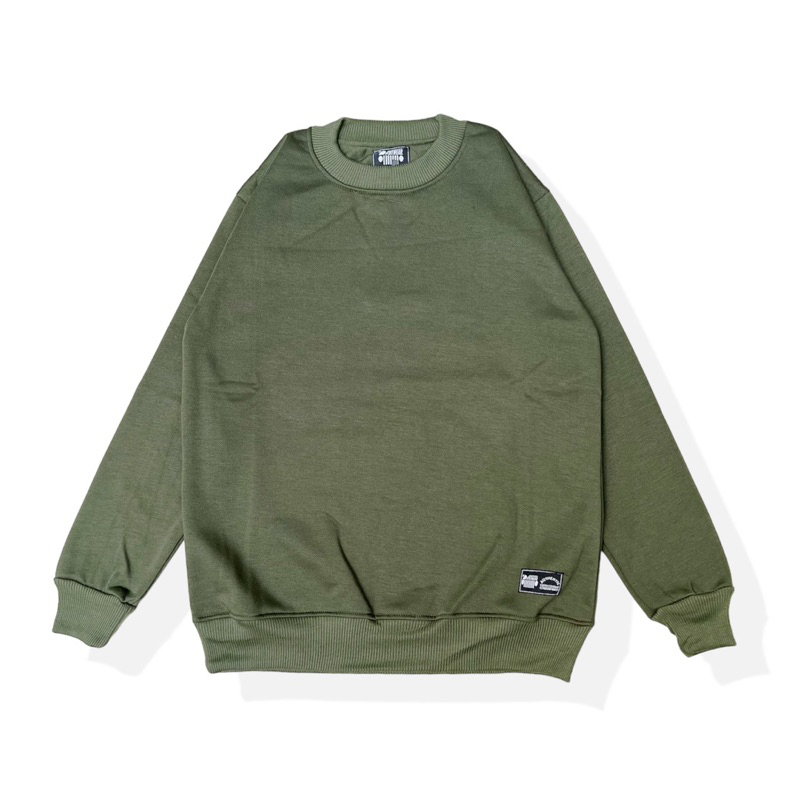 Sweater Crewneck Polos Hijau Army Sweater Polos Pria Wanita