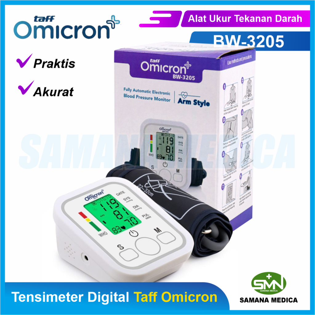 Tensimeter Digital Dengan SUARA Taff Omicron BW-3205 Sphygmomanometer Pengukur Tekanan Darah - FREE BATERAI