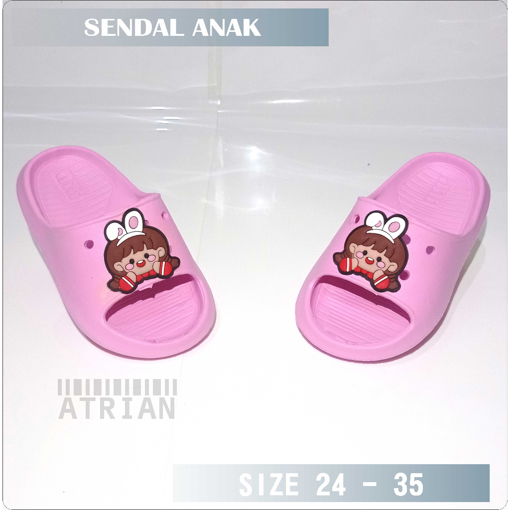 SENDAL ANAK SELOP PEREMPUAN BERMOTIF / SENDAL ANAK PEREMPUAN MOTIF BARU