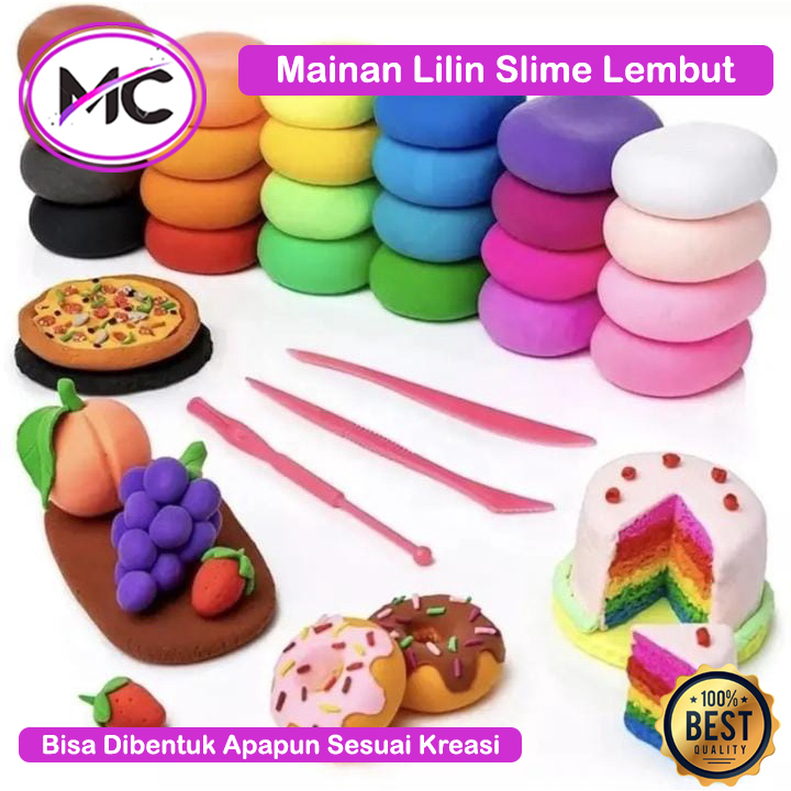 Lilin Slime Clay Edukasi Mainan Anak Plastisin Lembut Polymer Warna