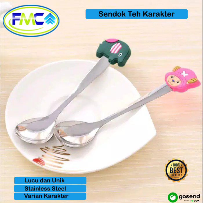 Sendok Teh Karakter Anak Kartun Lucu Tea Spoon Mini Takar Kopi Gula Stainless Anti Karat