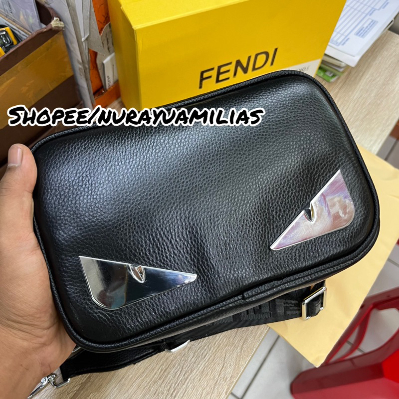 Tas selempang pria fendi bs jd handbag / clutch import free box tas slempang pria fendi monster eyes