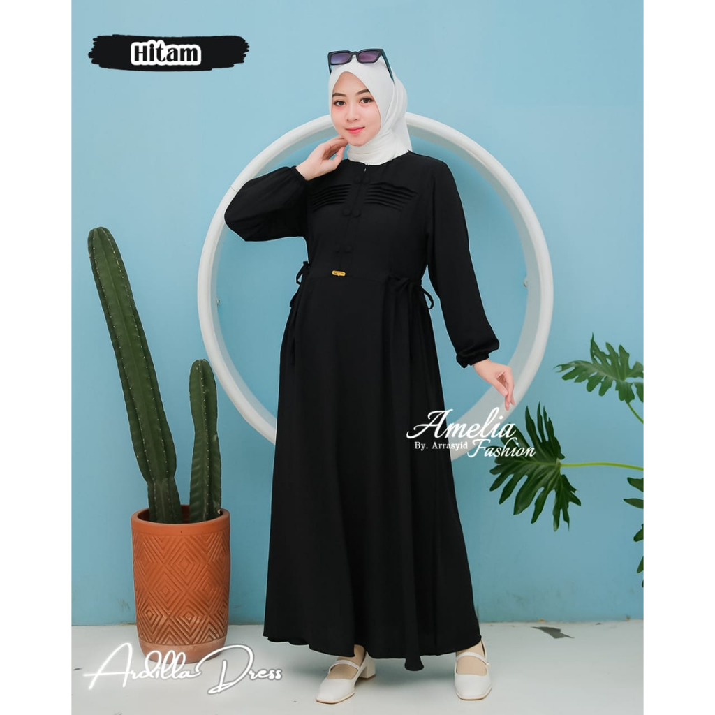 Gamis cringkle ARDILA by amelia dress wanita terbaru kekinian