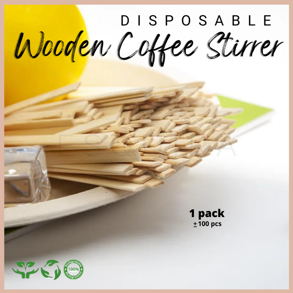 Wooden Coffee Stirrers / Kayu Pengaduk Kopi 14 Cm / 100 Pcs / WS0914