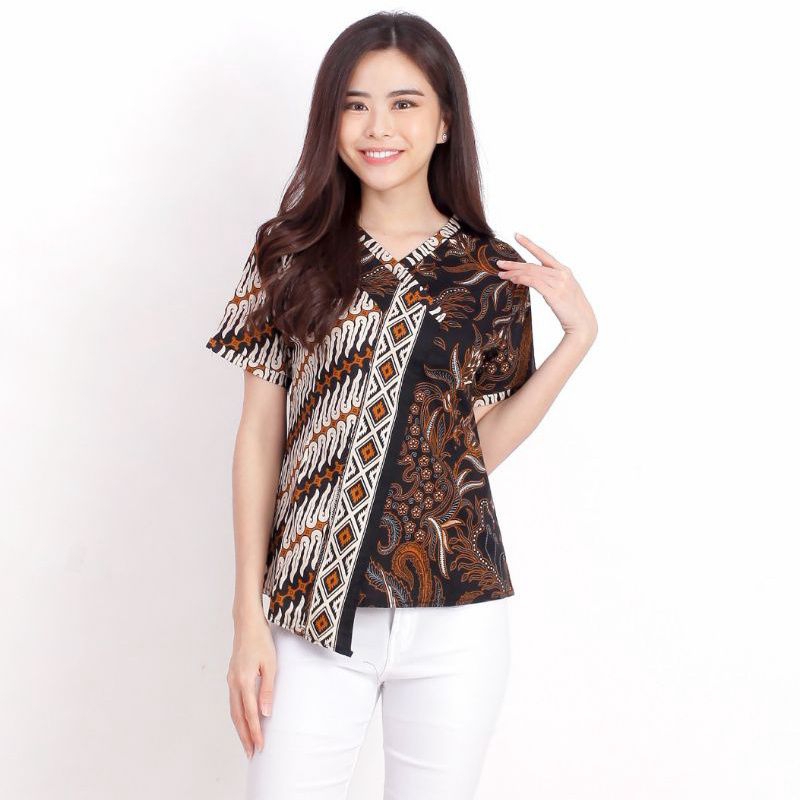 ATASAN/BLOUSE BATIK WANITA A019-634 BAHAN BATIK STRETCH ( BISA MELAR )