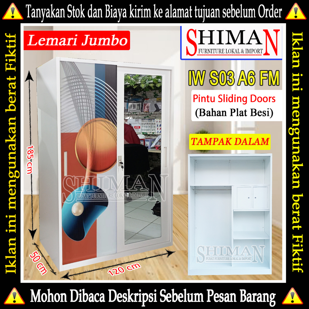 Lemari Pakaian Besi Sliding Door IW S03 A6 FM OKELO