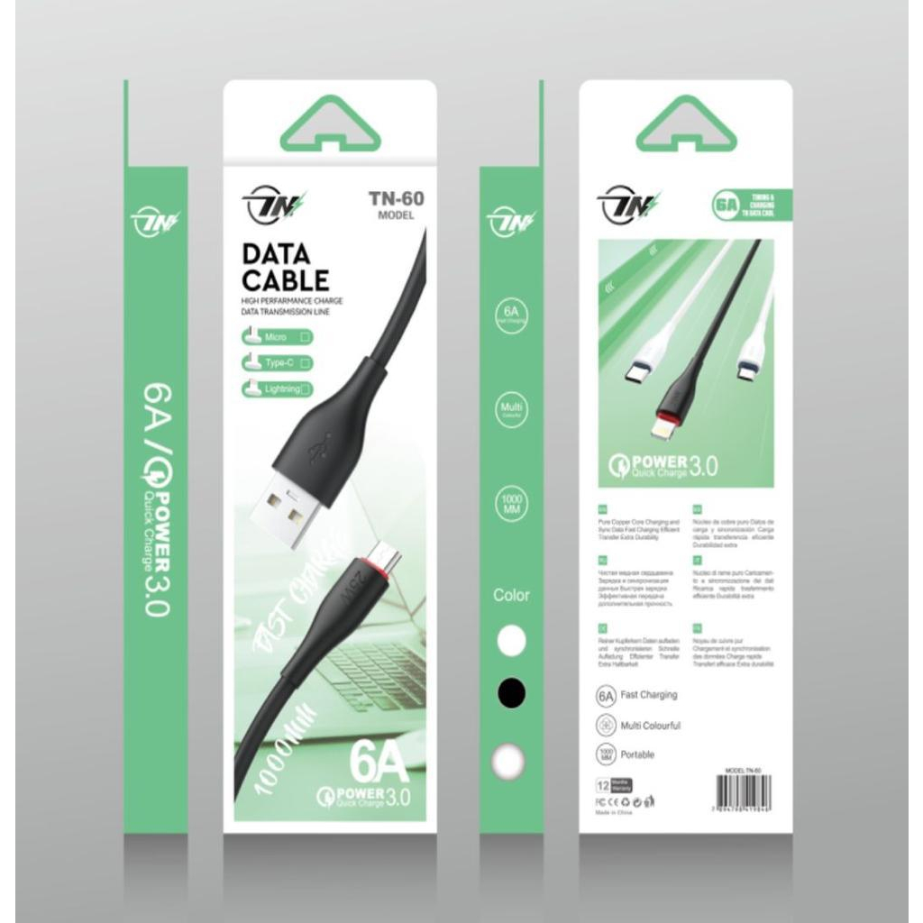 Kabel Data Fast Charging 25W TN-60 cocokkan untuk iPhone/Micro USB/Type-C kompatibel for samsung Vivo oppo mi realme dll