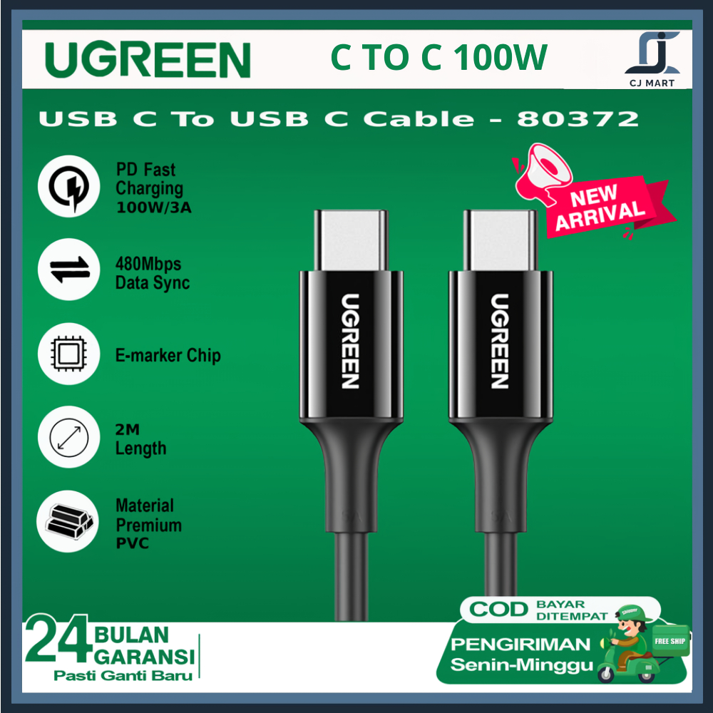 Kabel Data UGREEN USB Type C To Type C PD 5A 100W Fast Charging