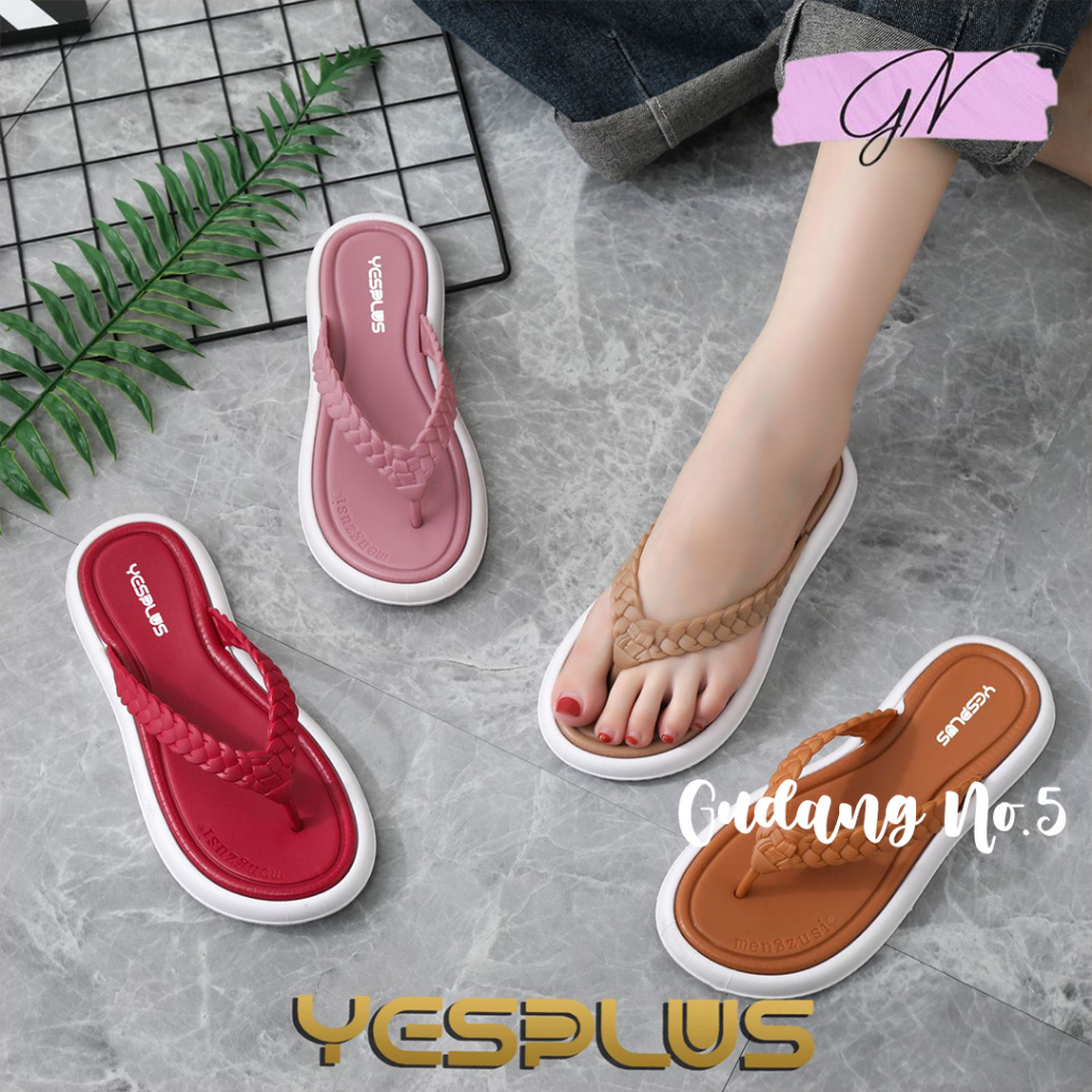 GN-2288 Sandal Jepit Jelly Wanita Model Tali Kepang Import PCU