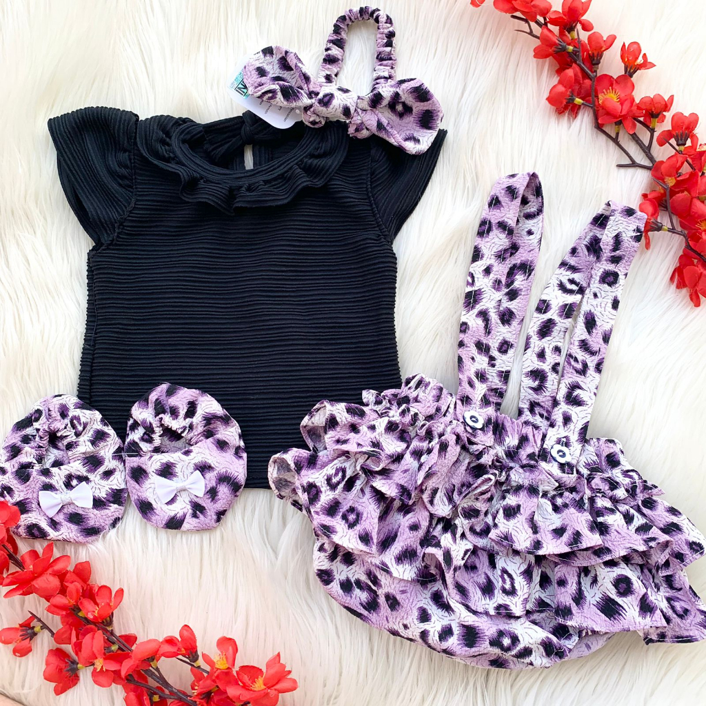 Baju setelan baju overall sepatu bandana cantik pergi jalan fashion anak bayi cewek perempuan murah -pli