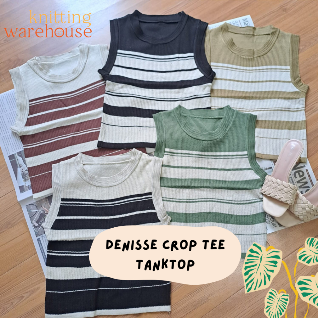Denisse Crop Tee TankTop - Inner Knit Salur - Atasan Wanita Rajut TM (23247)