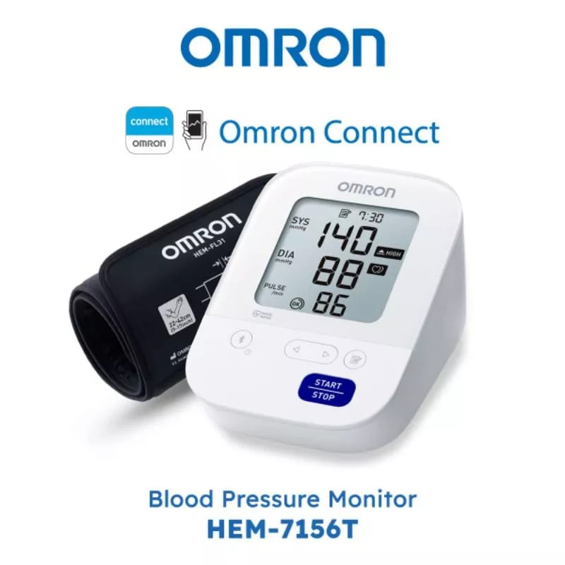 TENSIMETER DIGITAL OMRON HEM 7156T KONEKTIVITAS BLUETOOTH / TENSIMETER OMRON MANSET BESAR JUMBO / TENSIMETER OMRON HEM 7156T + CONNECT BLUETOOTH