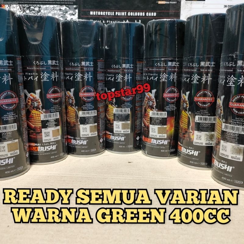 Pilok Pilox Cat Samurai Ready Berbagai Warna Hijau Green Glossy Mengkilap Metalic Metalik 142 1144 231 Y017 162 400ml/CC