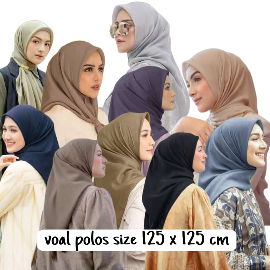 DISKON !! JILBAB BASIC VOAL SYARI HIJAB  SEGIEMPAT VOAL POLOS JUMBO  KERUDUNG KHIMAR