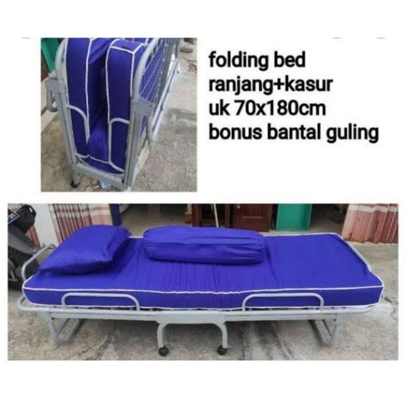 ranjang lipat folding besi lipat tempat tidur besi + kasur FOLDING BED