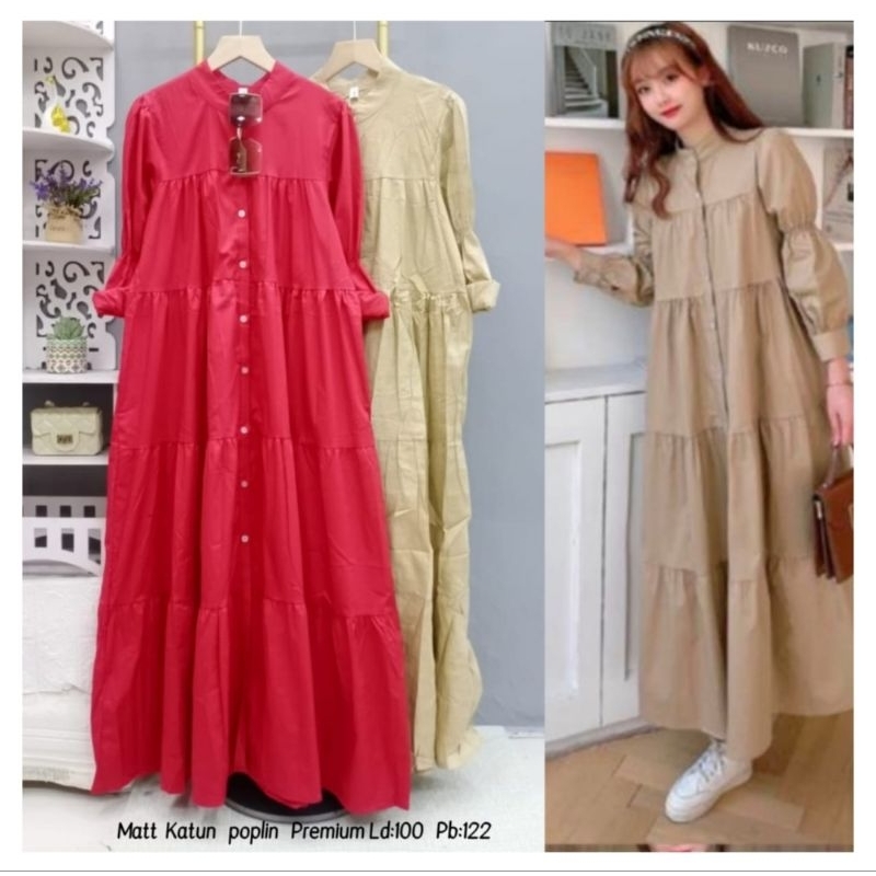 Midi Dress katun poplin