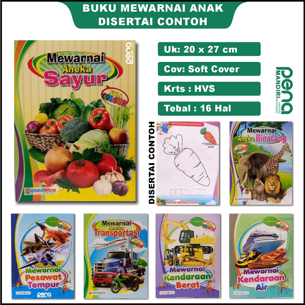 Buku Mewarnai Anak Paud Mewarnai Kreatif Aneka Kendaraan / Transportasi