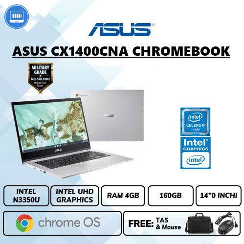 Laptop Asus Chromebook cx1400cna intel n3350u ram 4gb emmc 160gb 14 Inch