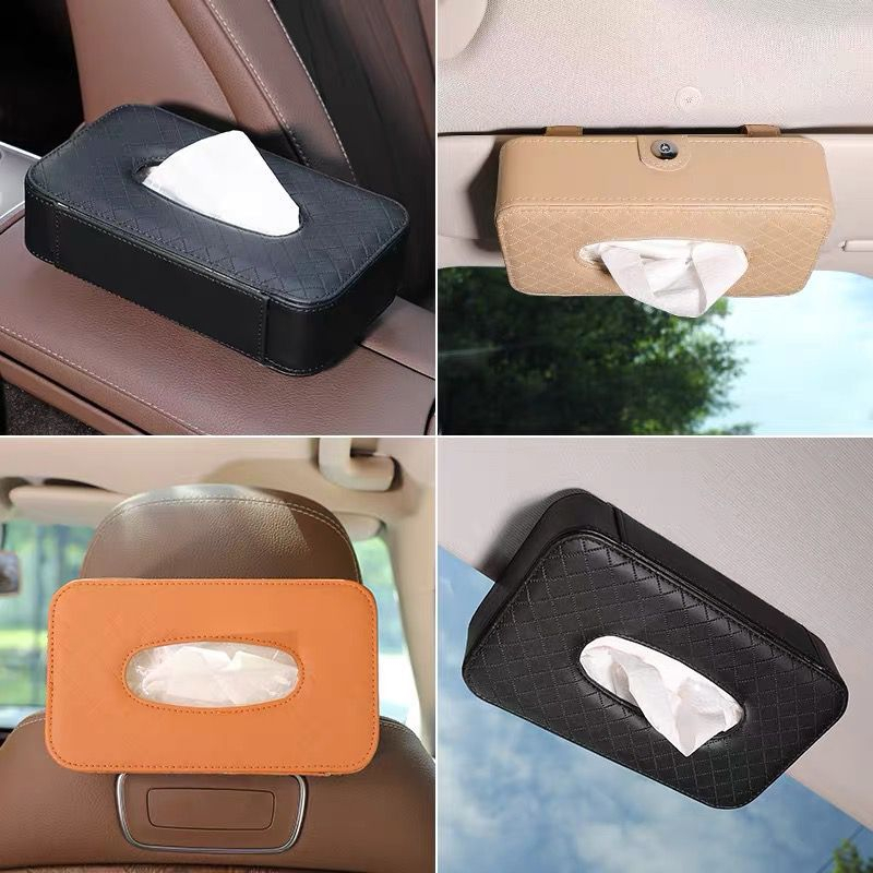 【COD】 Kotak Tissue Kulit Car Visor Tissue Box PU Leather Mesh/ Kotak Tissue Mesh/Tempat Tisu Tempat Tisu Mobil