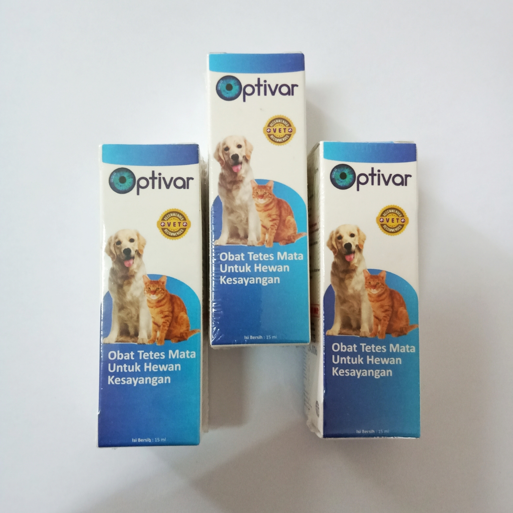 Optivar Obat Tetes Mata Kucing Anjing 15ml, Mata Merah