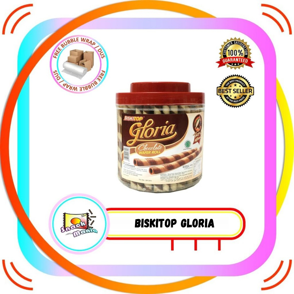 

Biskitop Gloria Wafer Roll Chocolate 500g Astor Biskuit Stik Coklat