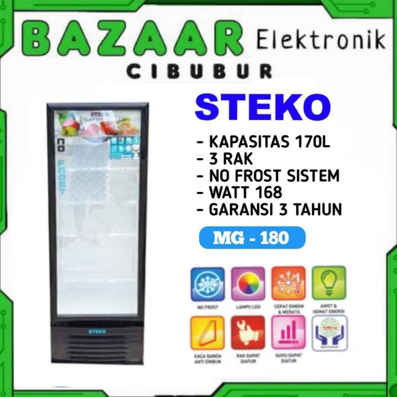 SHOWCASE DISPLAY COOLER KULKAS MINUMAN STEKO MG180 170L