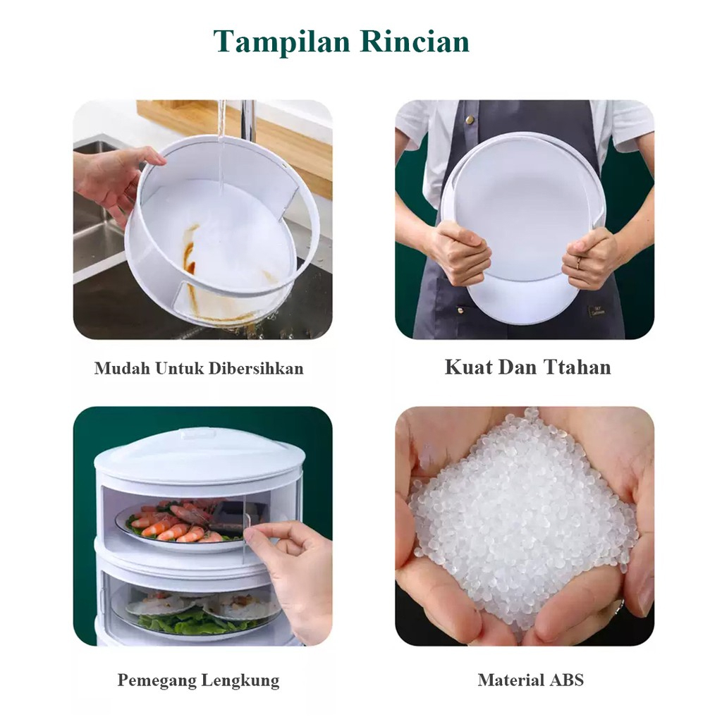 Tudung Saji Penyimpanan Makanan Rak Susun Makanan Tetap Hangat Meal Cover Multilayer