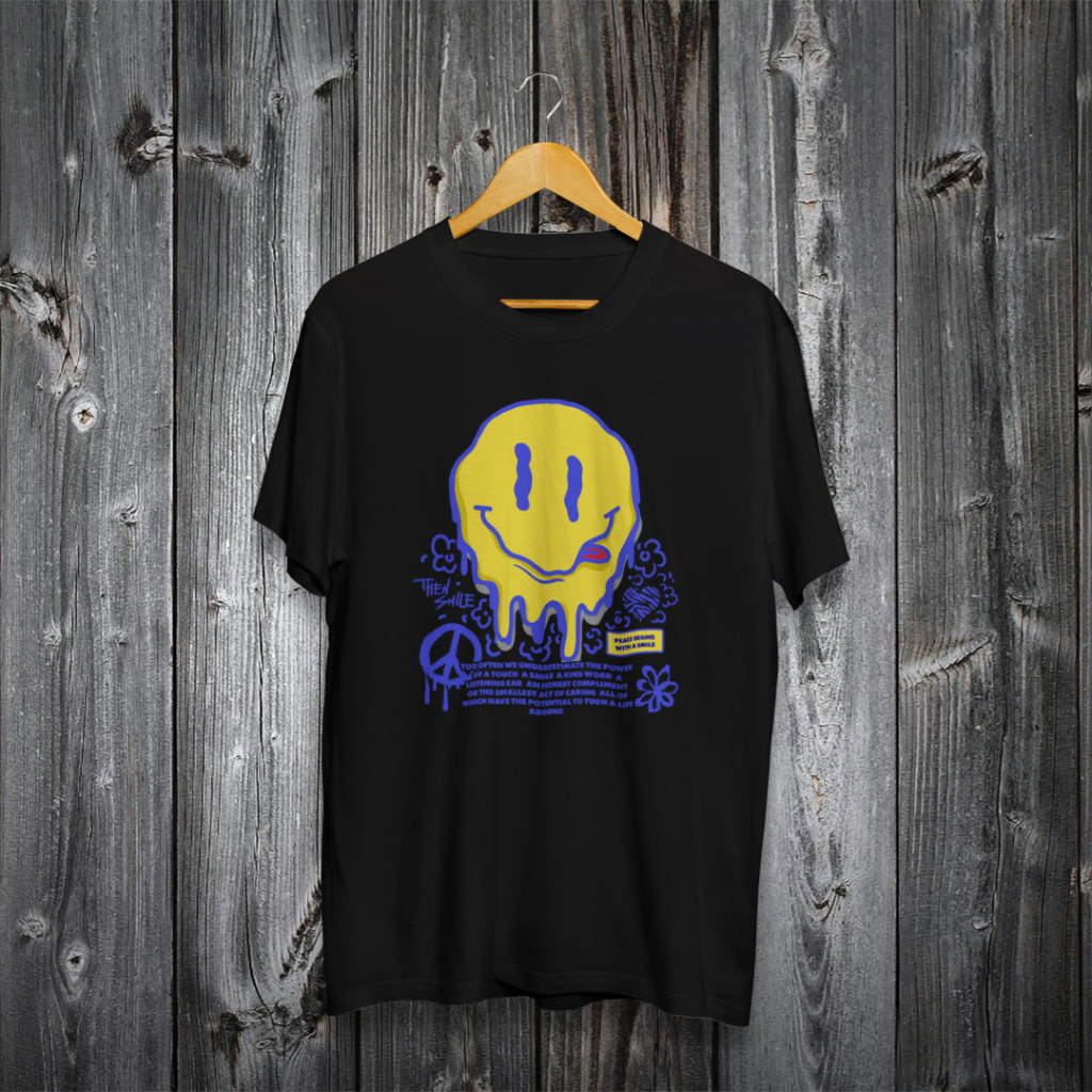 FORTGLASS SMILEY KAOS MOTIF PRIA COTTON COMBED 30S REGULER FIT LENGAN PENDEK