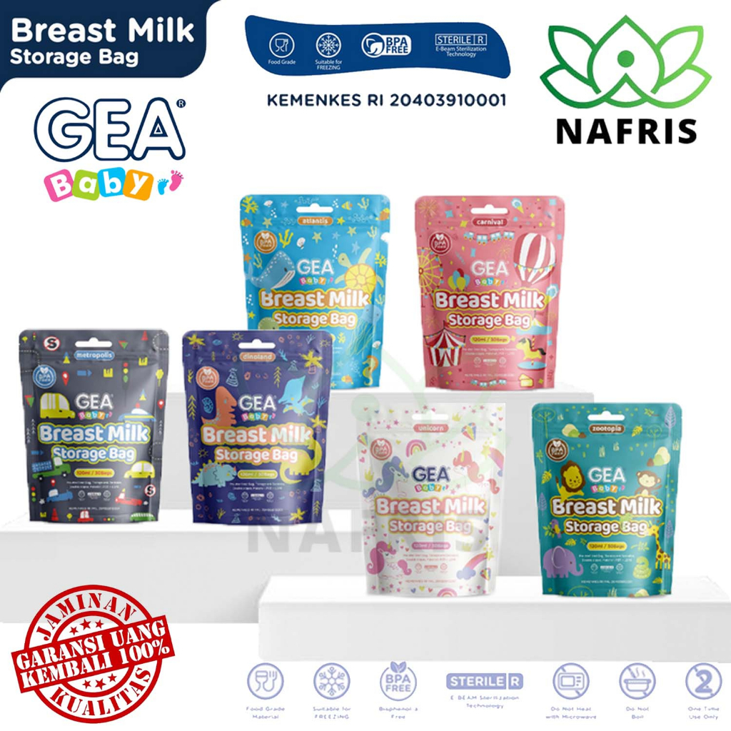 ♥️Nafris♥️GEA 120ml ,kantong kantung gea asi bayi baby breast milk bag storage|Pattern Edition|Profession Boy &amp; Girl Edition