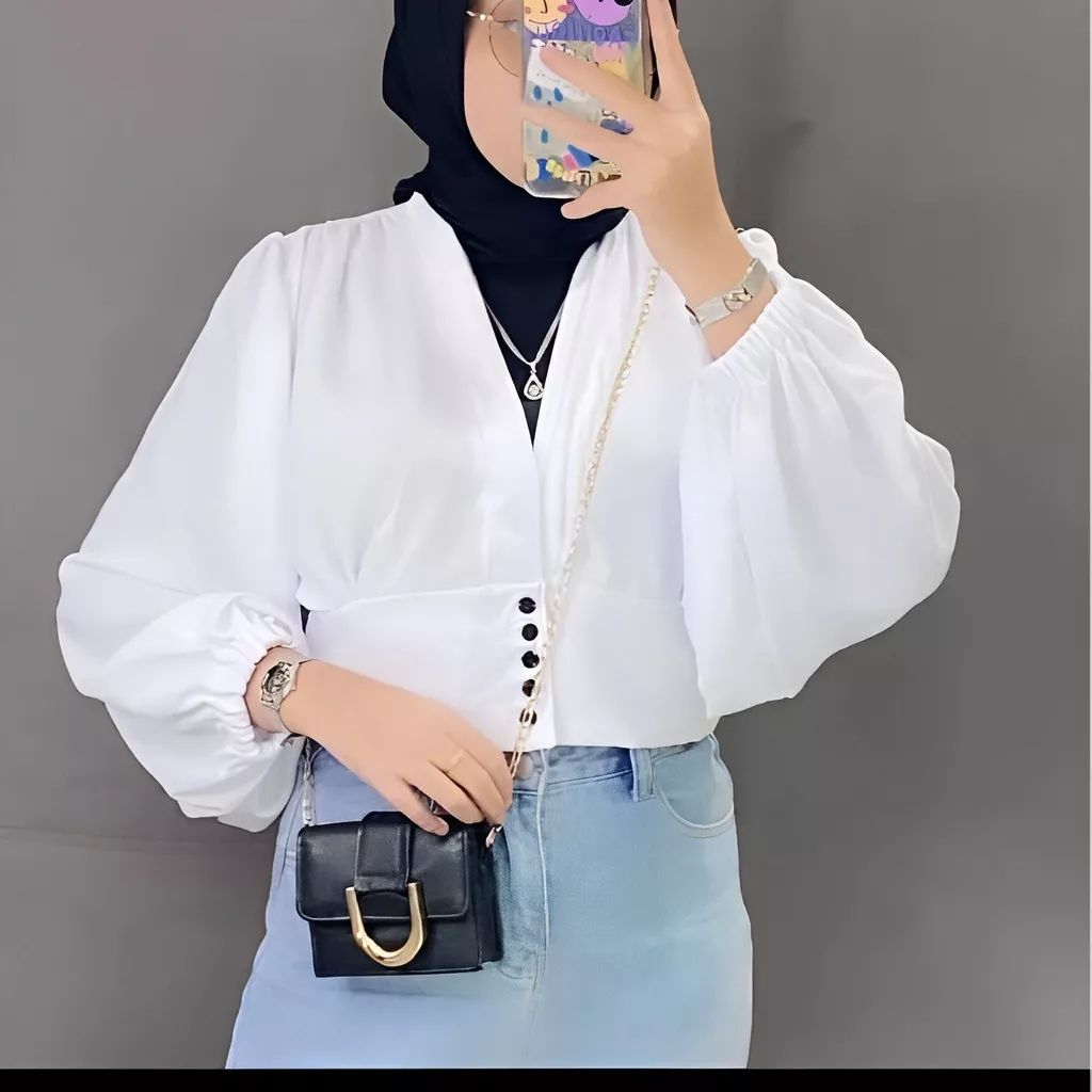 MARIN BLOUSE BAHAN AIRFLOW CRINCLE CRINCKLE PREMIUM WANITA MUSLIMAH