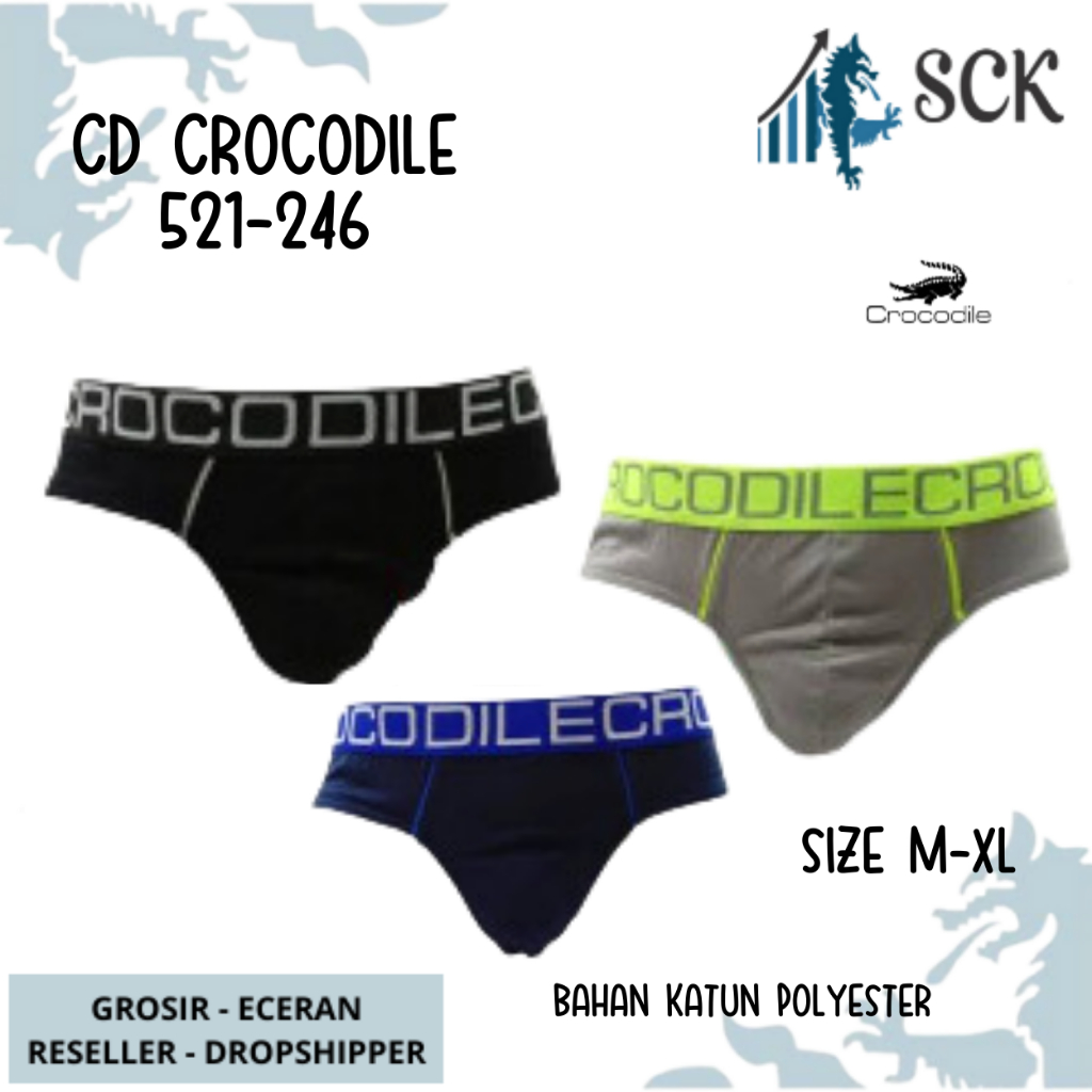 [ISI 3] CD Pria CROCODILE 521-246 Pinggang Karet Boxer / CD Cowok PAKAIAN DALAM Pria - sckmenwear GROSIR