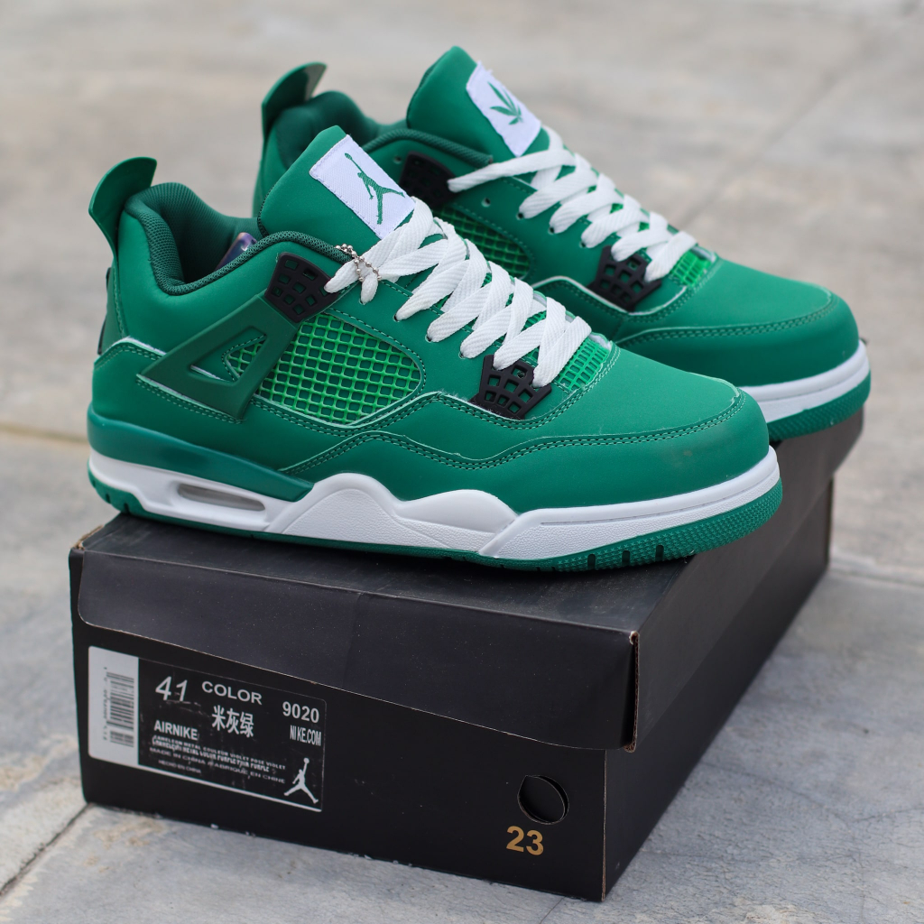 BARU AIR JR 4 RETRO ALL GREEN SNEAKERS PRIA