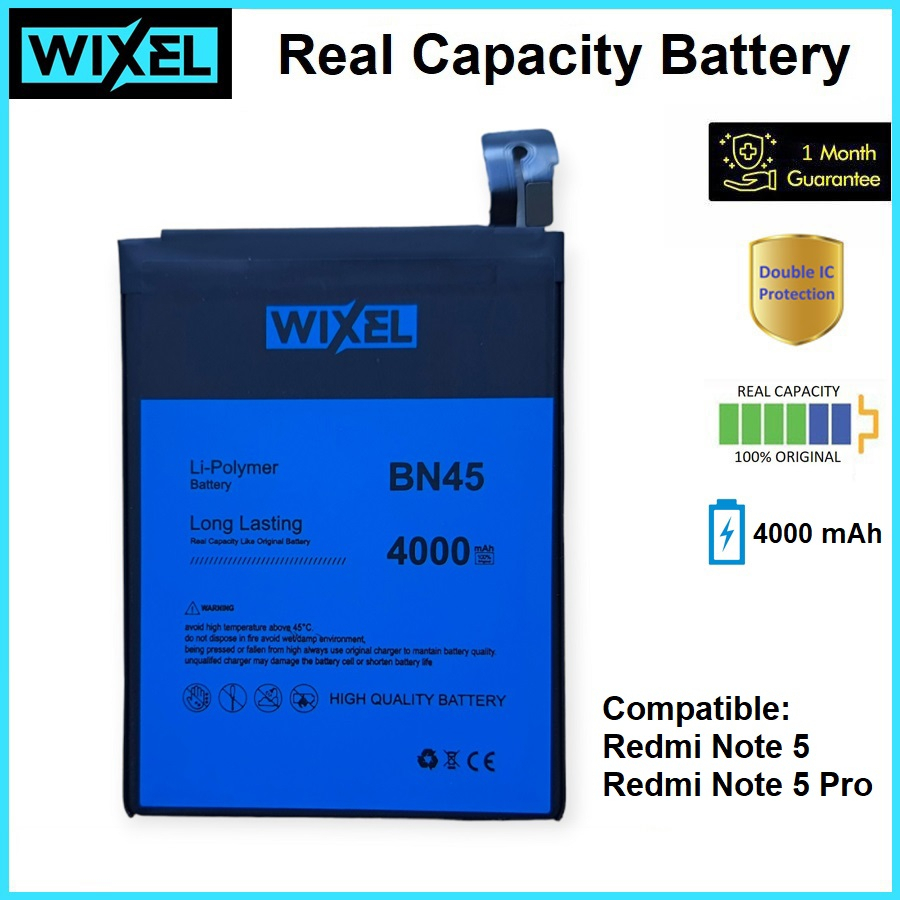 WIXEL Baterai XiaoMi BN45 Redmi Note 5 / Note 5 Pro Original Batre Batrai Battery HP Handphone Ori BN 45 Double Power