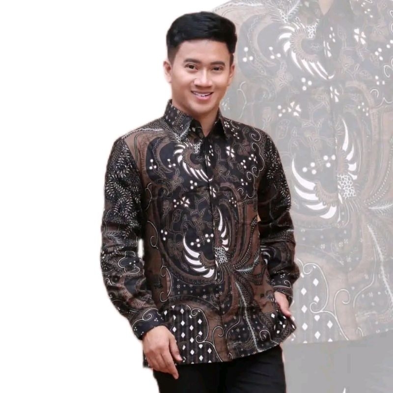 Kemeja Batik Pria Modern Lengan Panjang Casual Modis Slim Fit Trendy Masa