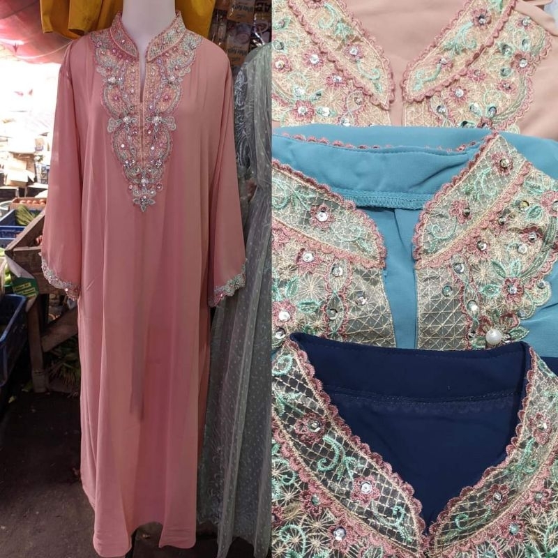 Kaftan lebaran , warna Pink , sudah full furring