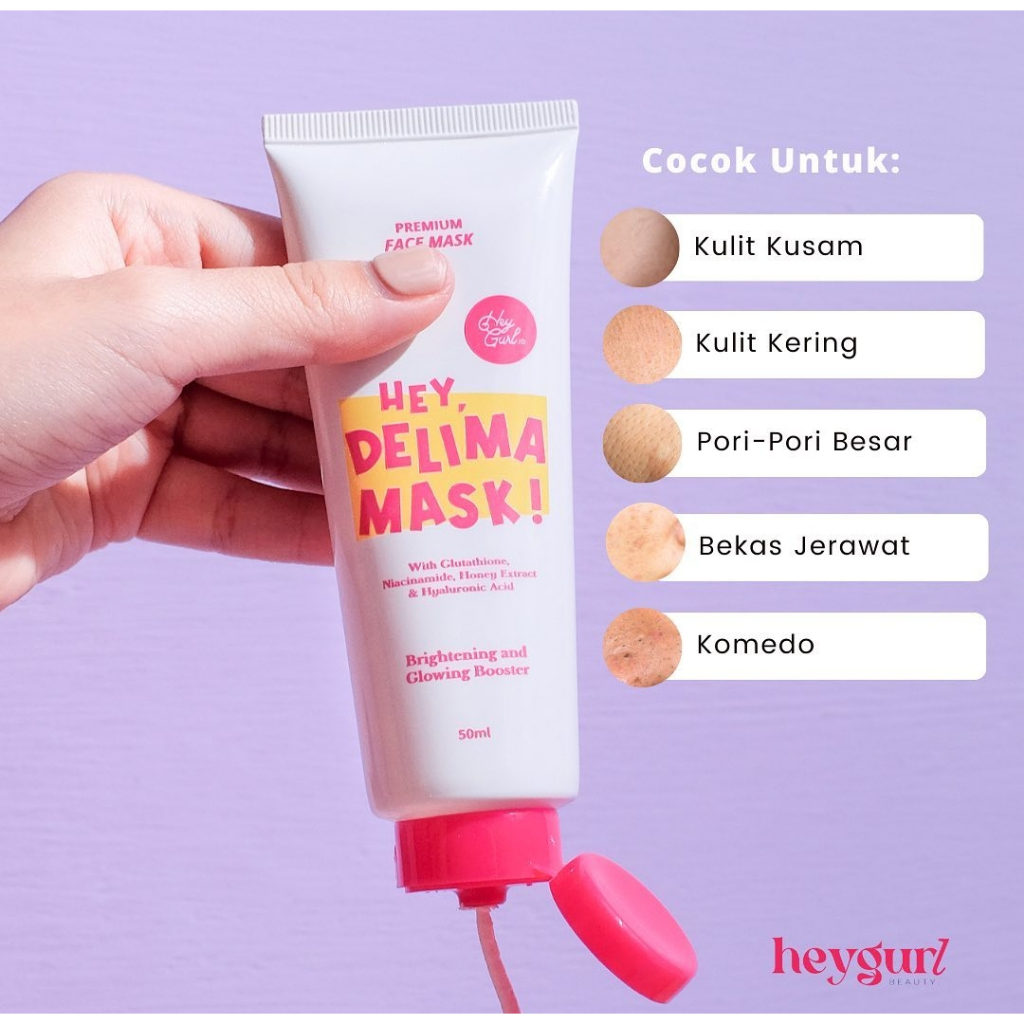 HEY DELIMA MASK HEY MATCHA MASK HEYGURL CLAY MASK MASKER HEYGURL BRIGHTENING ACNE HEYGURL.ID CLAY MASK